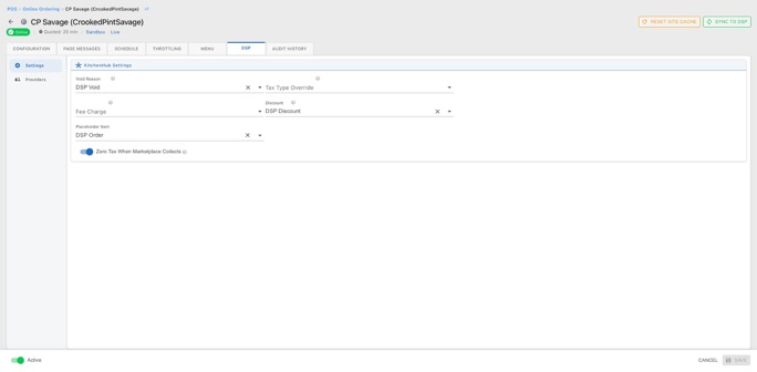 Title: Sail DSP Settings screen - Description: Sail DSP Settings screen