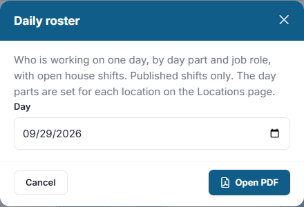 The Daily roster window