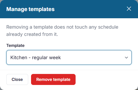The Manage templates window