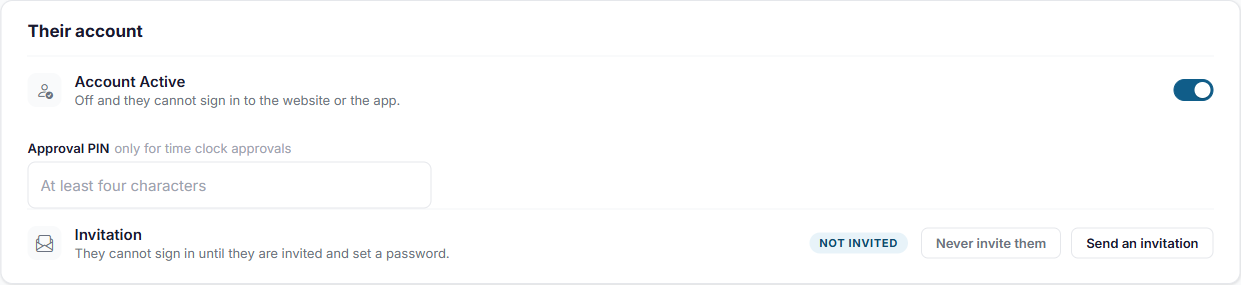 Their account: Account Active and the invitation