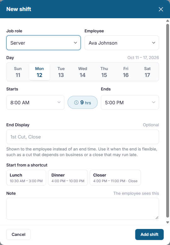 The New shift form