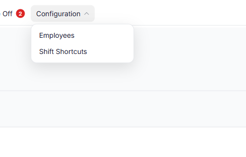 The Configuration menu for a Manager