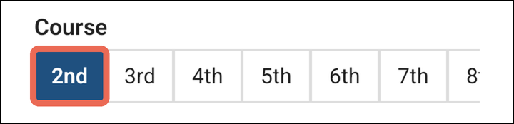 The Course row with 2nd picked