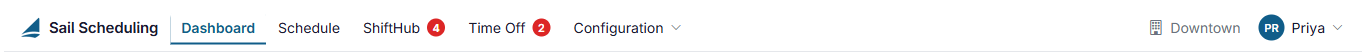 The menu bar across the top of every page