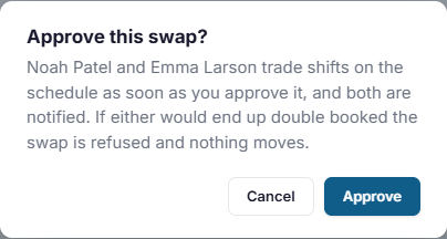 The Approve this swap confirmation