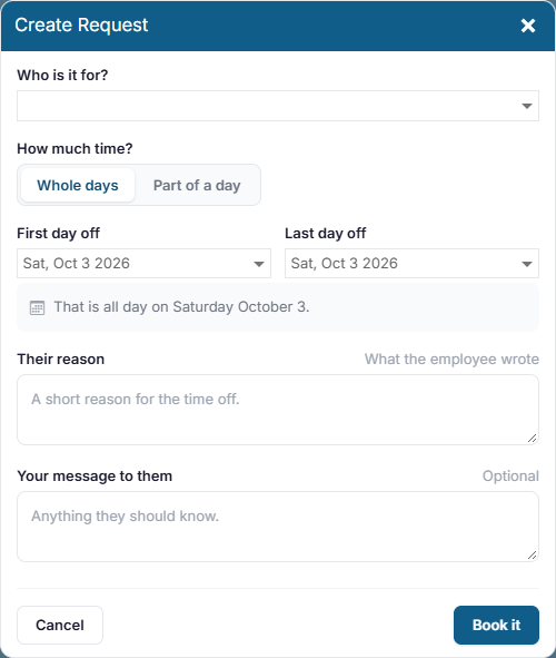 The Create Request window