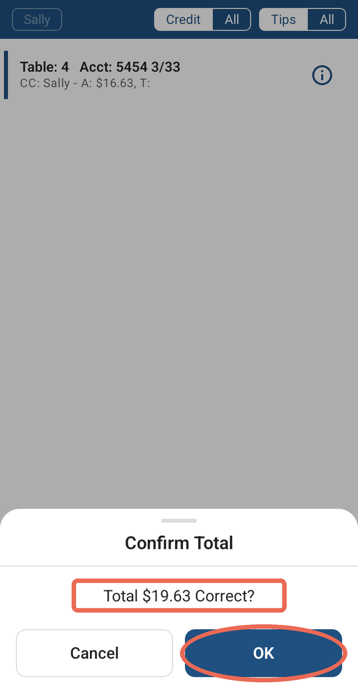 Confirm Total asking Total $19.63 Correct?, with OK marked