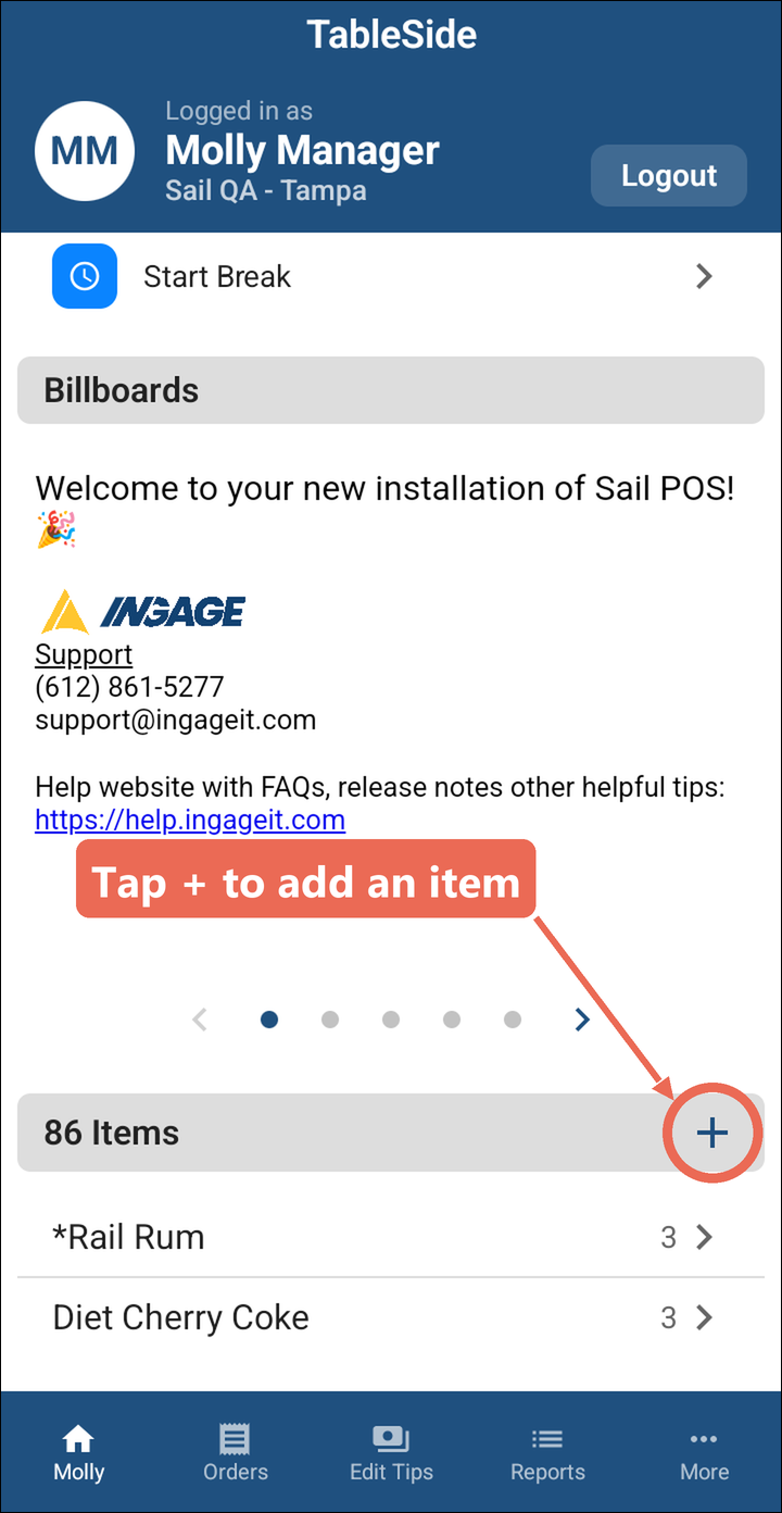 The handheld's Home screen scrolled down to 86 Items, with the + next to it marked