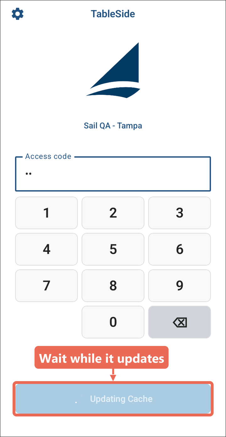 The login screen with the Sign in button showing Updating Cache