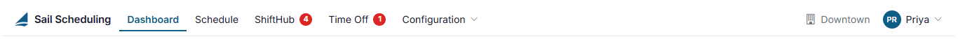 The menu bar across the top of every page