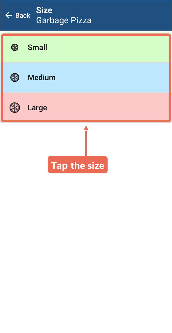 Size Groups: Colors and Icons on the Size Buttons