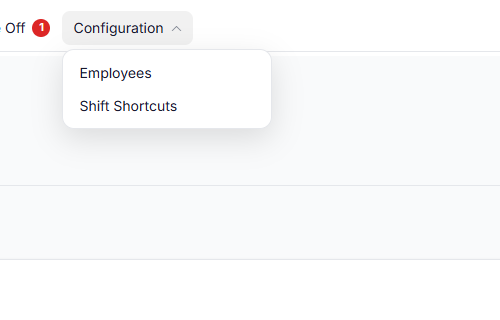 The Configuration menu for a Manager