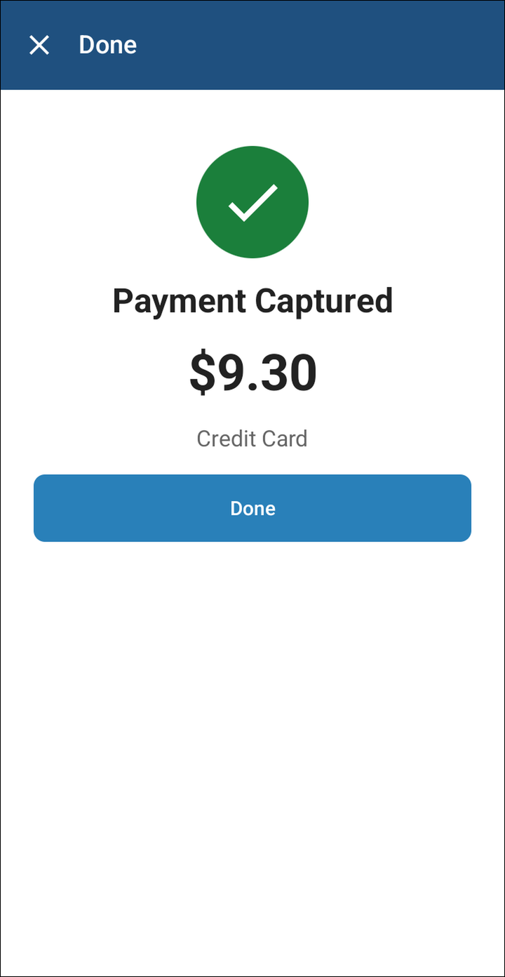 Payment Captured for $9.30 on Credit Card