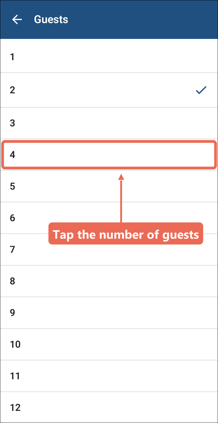 The Guests list with 4 marked