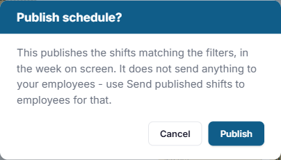 The Publish schedule confirmation